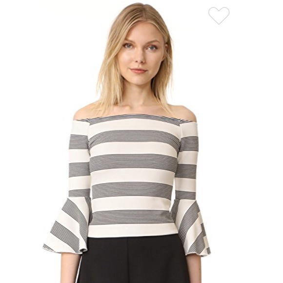 Line & Dot off the shoulder crop top! - Picture 2 of 7